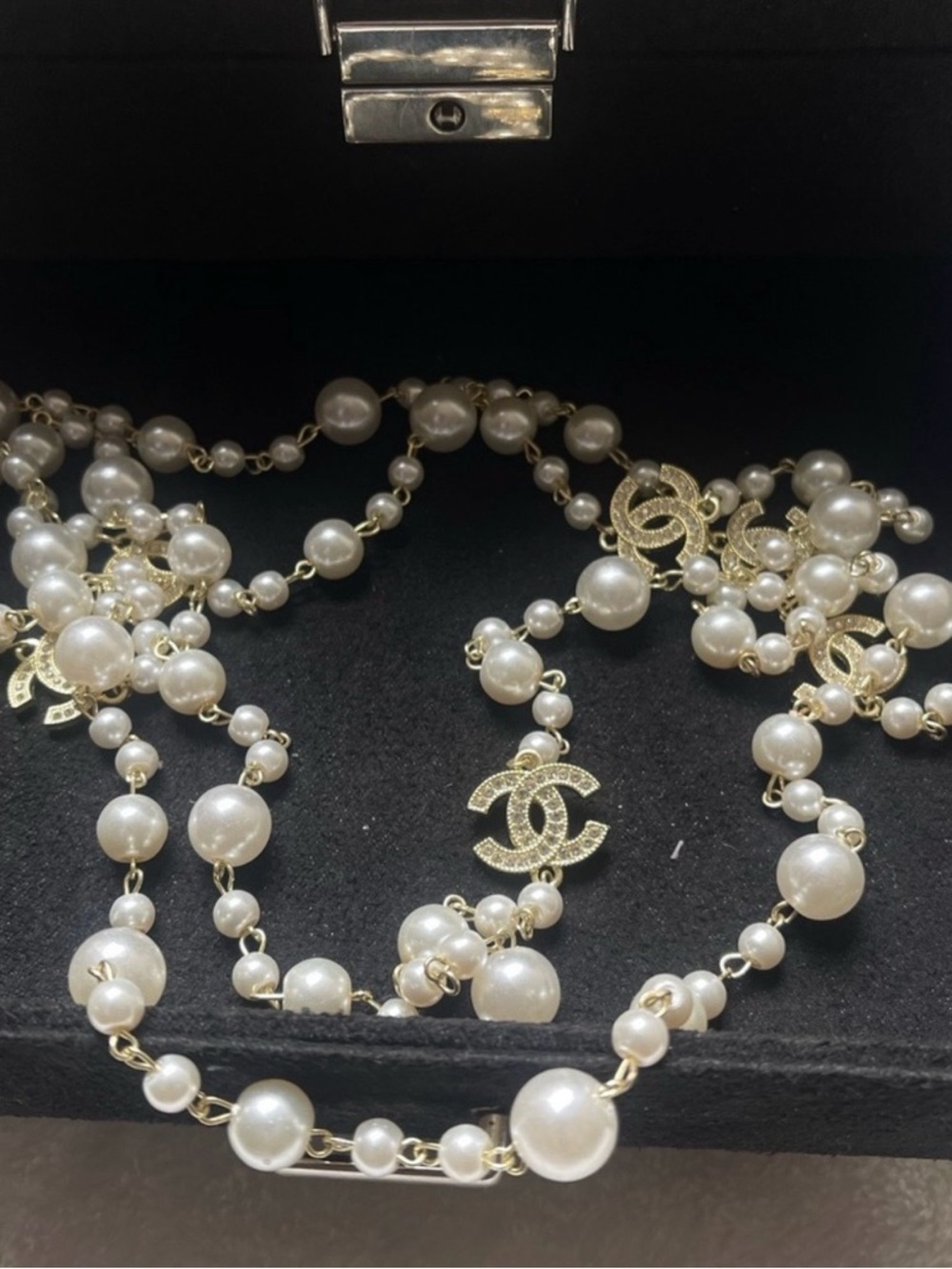 Chic Pearl and Gold-Tone Long Necklace